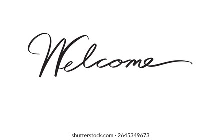 Welcome text font calligraphy hand written lettering script black color object welcome greeting design card banner business welcome work job occupation career welcome happy label teamwork success art
