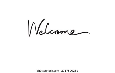Welcome text font calligraphy hand written lettering script black color object icon welcome business hospitality greeting card welcome drawing job career occupation work welcome communication banner