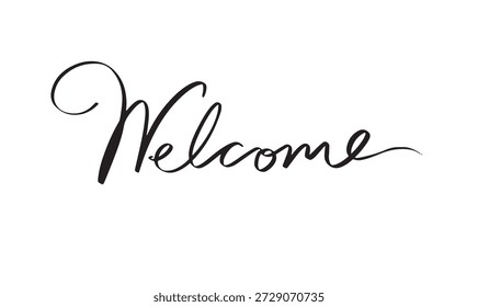 Welcome text font calligraphy hand written lettering script black color object icon welcome business happy greeting card message welcome congratulation creative hallo team vintage poster banner card 