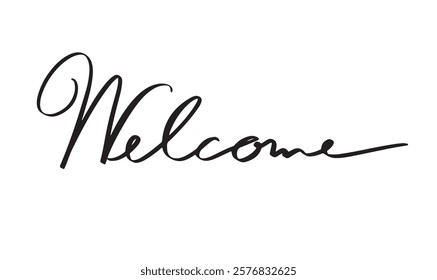 Welcome text font script calligraphy hand written lettering black color message quote hallo welcome sign symbol design idea success banner graphic design card welcome letter work congratulation poster