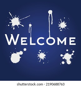 Welcome text font with splash color design