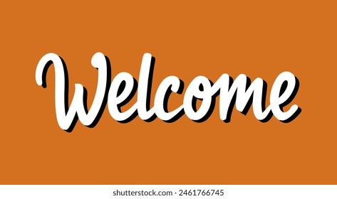 Welcome Text Lettering on Orange Background