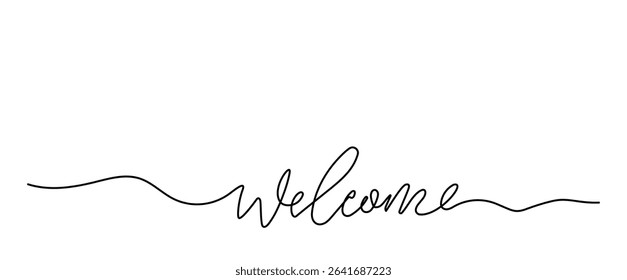 Welcome Text in Single Line Style. Clean and Minimal Vector Typography