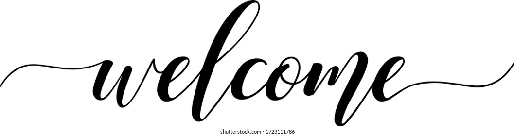 Welcome text vector written with an elegant typography.