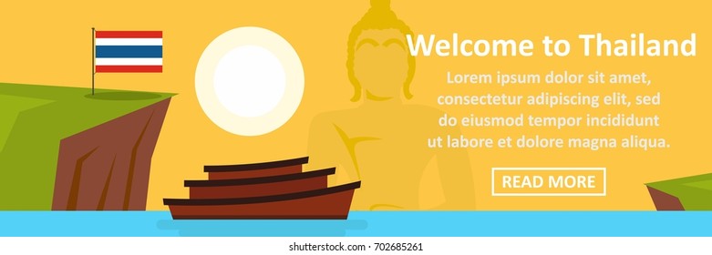 Welcome to thailand banner horizontal concept. Flat illustration of welcome to thailand banner horizontal vector concept for web