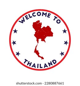 Welcome to Thailand stamp. Grunge country round stamp with texture in Azulado color theme. Vintage style geometric Thailand seal. Appealing vector illustration.