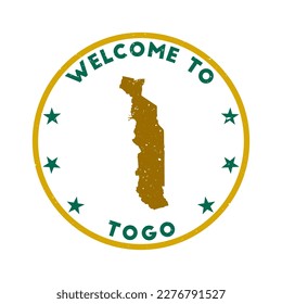Welcome to Togo stamp. Grunge country round stamp with texture in Into the Green color theme. Vintage style geometric Togo seal. Amazing vector illustration.