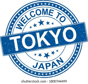 welcome to Tokyo japan blue round grunge welcome to stamp