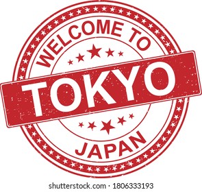 welcome to Tokyo. stamp. red round grunge vintage Tokyo sign