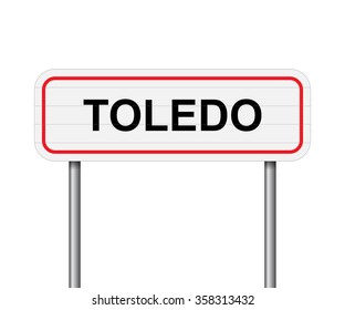 Welcome to Toledo Spain road sign vector