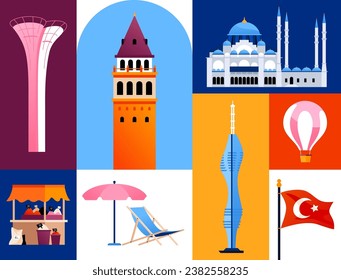 Welcome to Turkey - set of flat design style illustrations