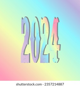 Bienvenidos dos mil veinticuatro, holograma de colores. Sobre un fondo negro