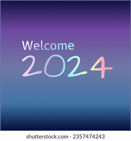 Welcome two thousand twenty four colored hologram, over abstract background