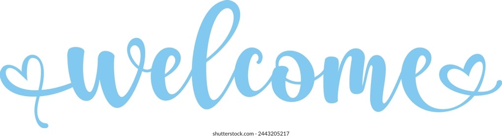 Welcome typography design on plain white transparent isolated background for sign, card, shirt, hoodie, sweatshirt, apparel, tag, mug, icon, poster or badge