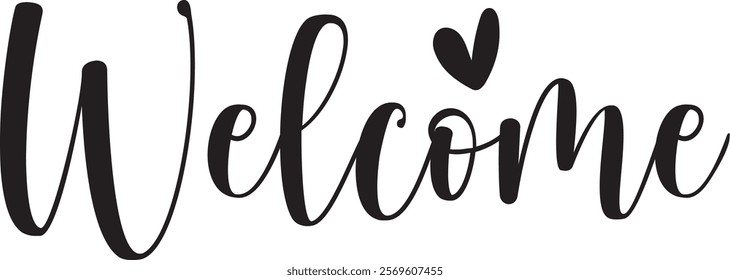 Welcome typography design on plain white transparent isolated background for sign, card, shirt, hoodie, sweatshirt, apparel, tag, mug, icon, poster or badge
