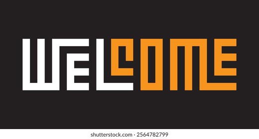 Welcome typography greeting card background. Welcome text and lettering logo. Square typography headline for banner, poster, flyer.