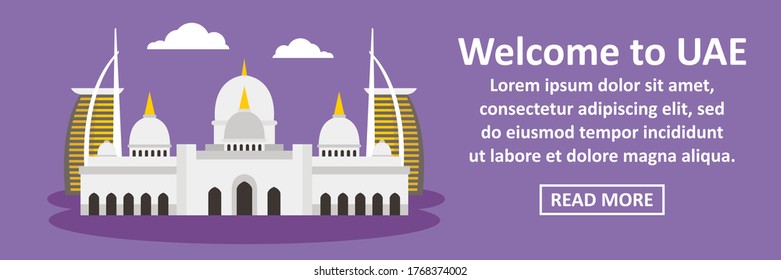 Welcome to uae banner horizontal concept. Flat illustration of welcome to uae banner horizontal vector concept for web