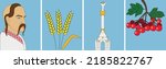 Welcome to Ukraine vector design.
Set of national symbols of Ukraine.  wheat, Cossack,  viburnum, Kyiv