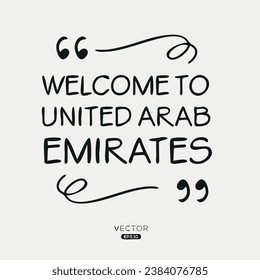Bienvenue aux Emirats Arabes Unis, Illustration Vectorielle.