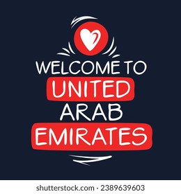 Bienvenue aux Emirats Arabes Unis, Illustration Vectorielle.