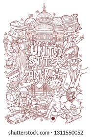 welcome to united states of america outline illustration