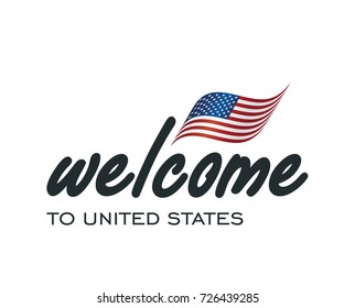 Welcome to United States flag sign logo icon