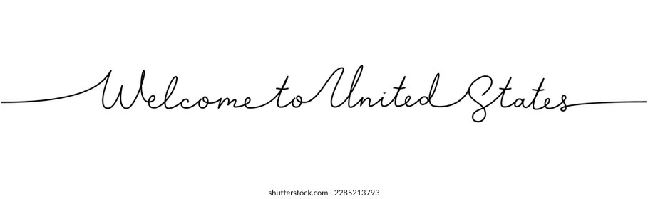 Welcome to United States - word with continuous one line. Minimalist phrase illustration. United States country - continuous one line illustration.
