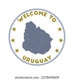 Welcome to Uruguay stamp. Grunge country round stamp with texture in Captain Kirk color theme. Vintage style geometric Uruguay seal. Creative vector illustration.