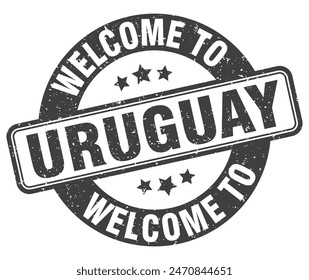 Welcome to Uruguay stamp. Uruguay round sign isolated on white background