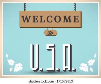 welcome to U.S.A. sign, vector design