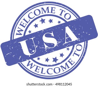 Welcome to USA stamp illustration vector on white background