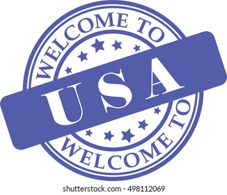 Welcome to USA stamp illustration vector on white background