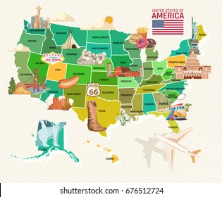 Welcome to USA. United States of America poster. Vector illustration about travel