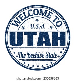 Welcome to Utah grunge rubber stamp on white background, vector illustration