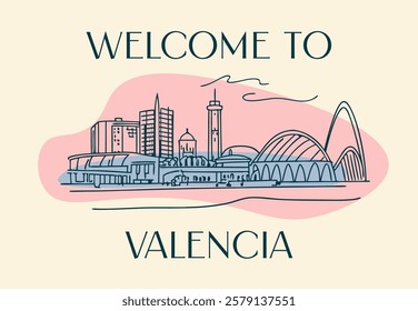 Welcome to Valencia , Spain.  vector illustration, linear style