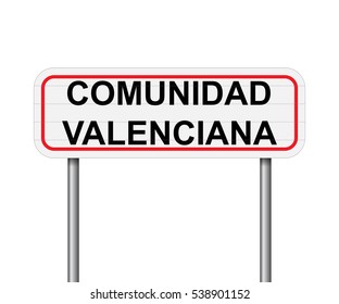 Welcome to Valencian Community, Spain road sign vector