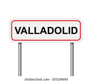 Welcome to Valladolid, Spain road sign vector