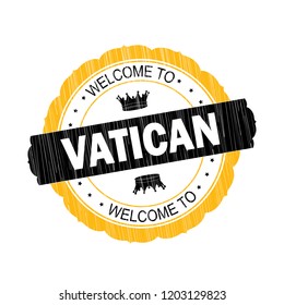 Welcome to Vatican flag Stamp on white background,Thai design.Vector