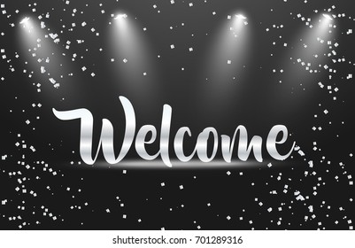 Welcome vector banner design. Silver metallic welcome vector.