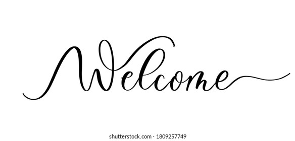 Welcome - vector calligraphic inscription with smooth lines.