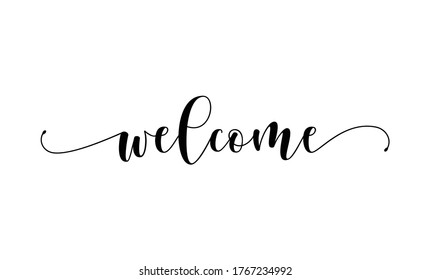 welcome vector calligraphy text with swashes vector 