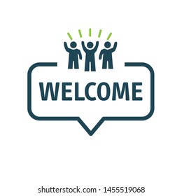 Welcome vector icon concept. Speech bubble Vector Illustration with icon