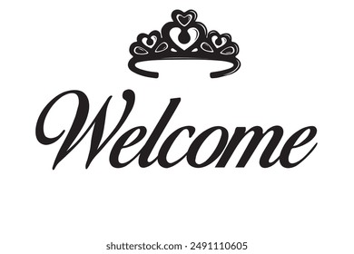 Welcome vector illustration. Hand written calligraphy. Brush pen technique. For prints, stickers, cards etc.