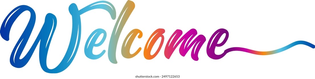 welcome vector lettering vector, welcome vector gradient color