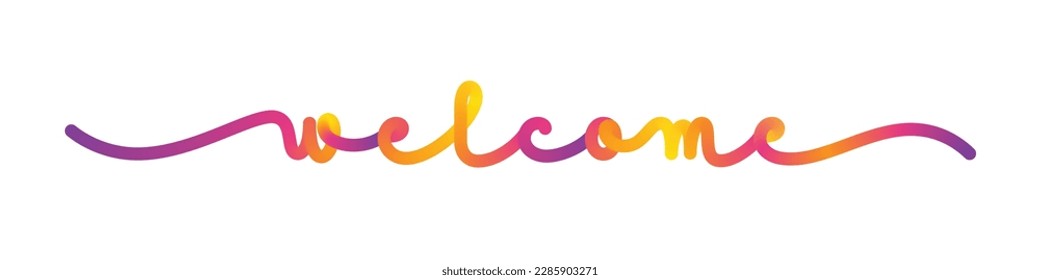 WELCOME vector monoline calligraphy banner with colorful gradient