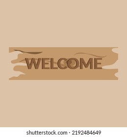welcome vector on wood split
