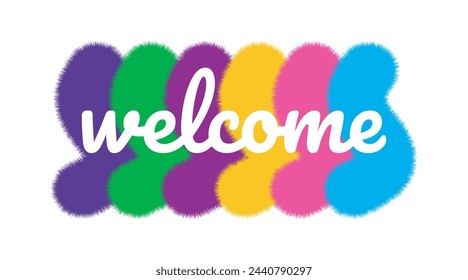 Welcome vector poster with abstract multi color stylish brush strokes and calligraphic style text welcome isolated on white background for greeting, wedding, invitation, card