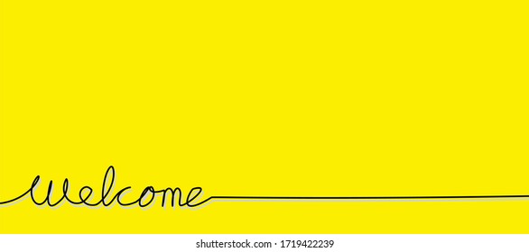 Welcome. Vector yellow background with welcome handwriting.