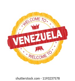 Welcome to Venezuela flag Stamp on white background,Thai design.Vector