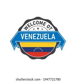 Welcome to VENEZUELA logo badge with  flag